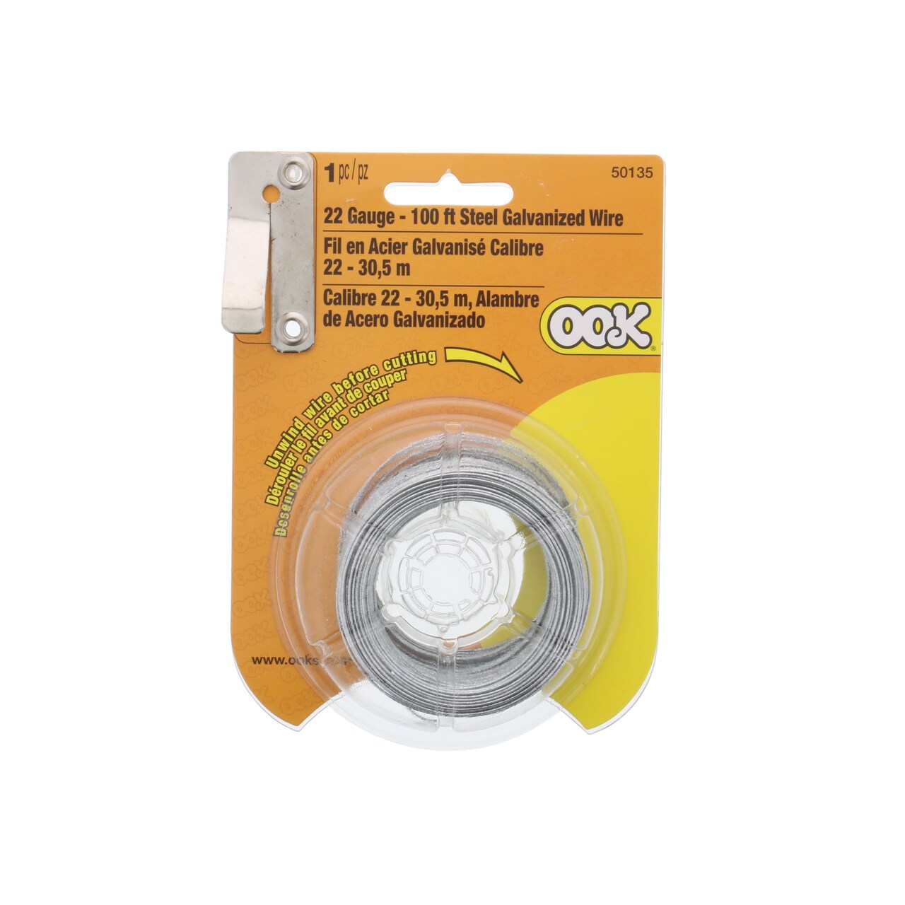 Ook Picture Hanging Wire, Steel Galvanized Wire, 22 Gauge, 100 ft.